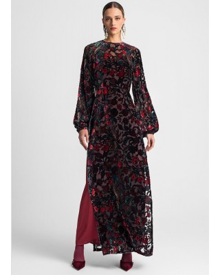 Γυναικείο βελούδινο μπορντό φόρεμα - Moutaki 25.07.120