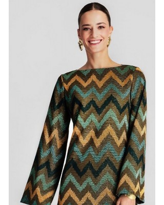 Γυναικείο μίνι lurex φόρεμα με print - Moutaki 25.07.103