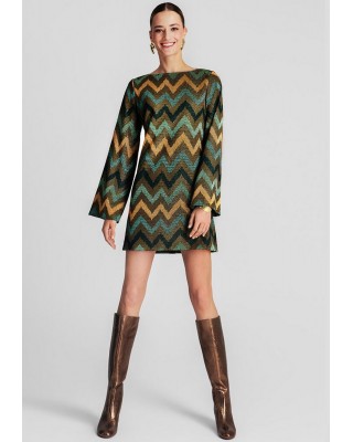 Γυναικείο μίνι lurex φόρεμα με print - Moutaki 25.07.103