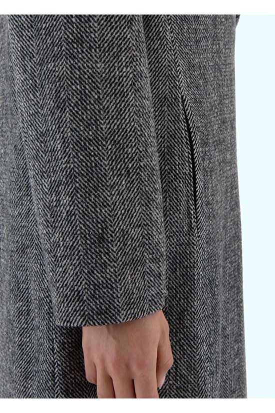 Γυναικείο μακρύ παλτό ψαροκόκαλο - Moutaki 25.06.137 Γυναικείο μακρύ παλτό ψαροκόκαλο - Moutaki 25.06.137