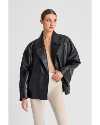 Γυναικείο oversized δερμάτινο jacket - Moutaki 25.06.126 Γυναικείο oversized δερμάτινο jacket - Moutaki 25.06.126