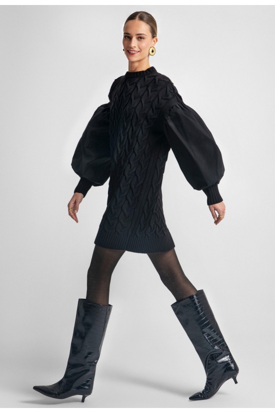 Γυναικείο μαύρο πλεκτό φόρεμα - Moutaki 25.KN7.103 Γυναικείο μαύρο πλεκτό φόρεμα - Moutaki 25.KN7.103