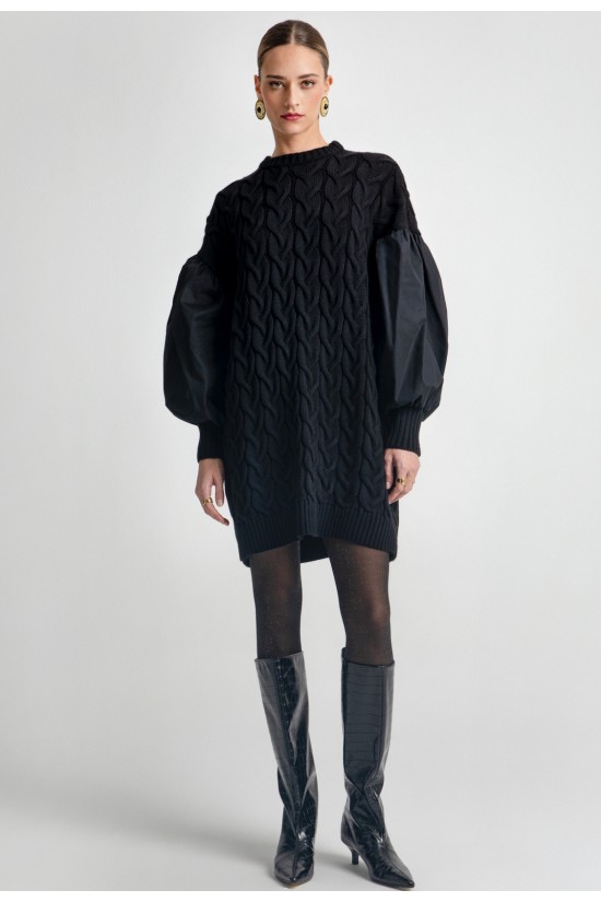 Γυναικείο μαύρο πλεκτό φόρεμα - Moutaki 25.KN7.103 Γυναικείο μαύρο πλεκτό φόρεμα - Moutaki 25.KN7.103