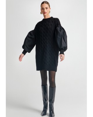 Γυναικείο μαύρο πλεκτό φόρεμα - Moutaki 25.KN7.103 Γυναικείο μαύρο πλεκτό φόρεμα - Moutaki 25.KN7.103