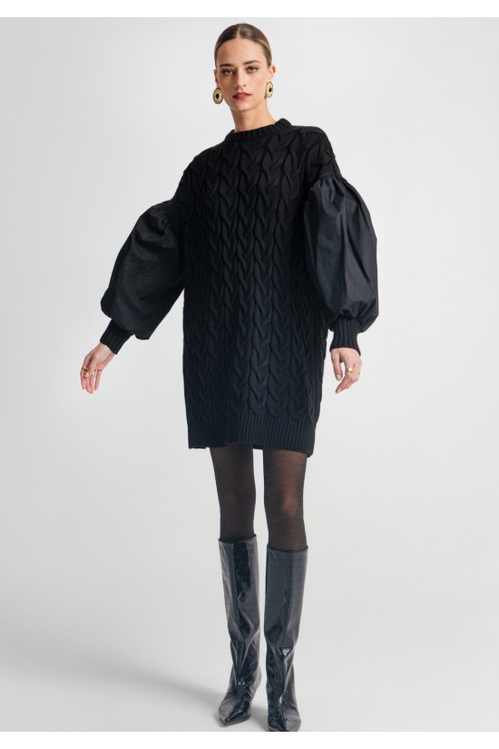 Γυναικείο μαύρο πλεκτό φόρεμα - Moutaki 25.KN7.103 Γυναικείο μαύρο πλεκτό φόρεμα - Moutaki 25.KN7.103