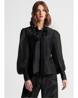 Γυναικείο ημιδιάφανο πουκάμισο με δέσιμο στο λαιμό - Moutaki 25.09.116 Γυναικείο ημιδιάφανο πουκάμισο με δέσιμο στο λαιμό - Moutaki 25.09.116