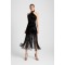 Γυναικείο μαύρο βελουτέ φόρεμα με κρόσια - Moutaki 25.07.119