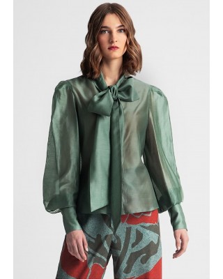 Γυναικείο ημιδιάφανο πουκάμισο με δέσιμο στο λαιμό - Moutaki 25.09.116 Γυναικείο ημιδιάφανο πουκάμισο με δέσιμο στο λαιμό - Moutaki 25.09.116