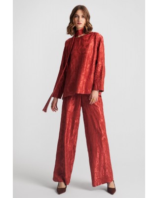 Γυναικεία ψηλόμεση σατέν παντελόνα με μοτίβο - Moutaki 25.03.109 Γυναικεία ψηλόμεση σατέν παντελόνα με μοτίβο - Moutaki 25.03.109