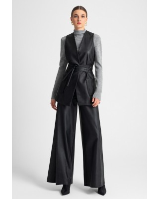 Γυναικεία ψηλόμεση δερμάτινη παντελόνα - Moutaki 25.03.140