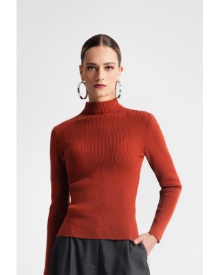 Γυναικεία πλεκτή μακρυμάνικη rib μπλούζα - Moutaki 25.KN1.119