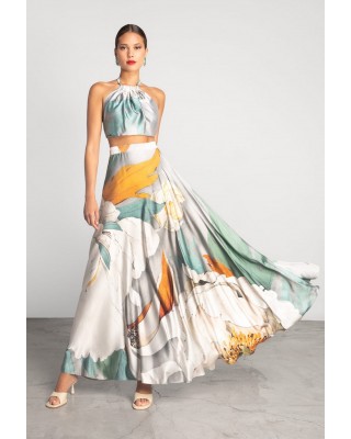 Γυναικεία silky halter μπλούζα με print - Moutaki 25.01.01