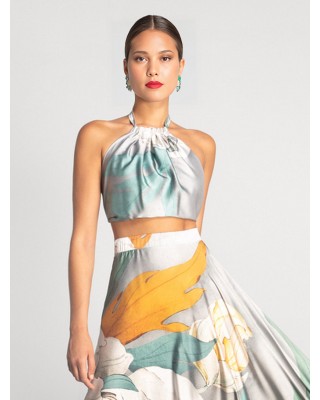 Γυναικεία silky halter μπλούζα με print - Moutaki 25.01.01 Γυναικεία silky halter μπλούζα με print - Moutaki 25.01.01