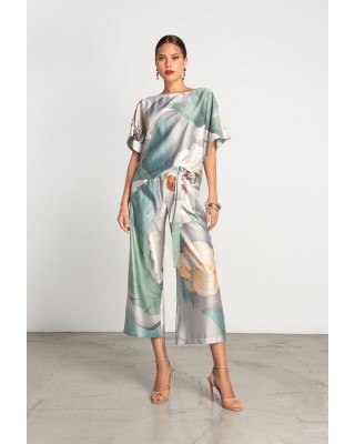 Γυναικεία silky παντελόνα με μοτίβο - Moutaki 25.03.02