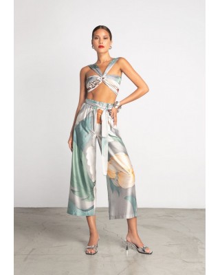 Γυναικεία silky παντελόνα με μοτίβο - Moutaki 25.03.02