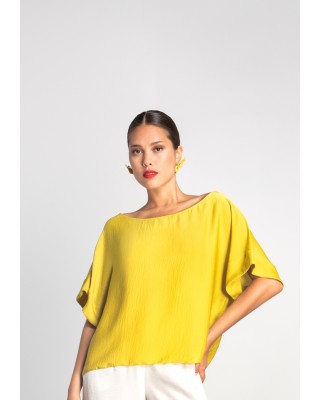 Γυναικεία σατέν κοντομάνικη μπλούζα - Moutaki 25.01.34