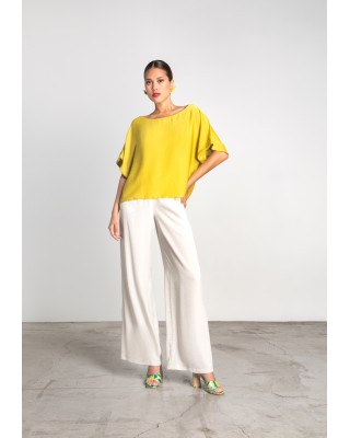 Γυναικεία σατέν κοντομάνικη μπλούζα - Moutaki 25.01.34