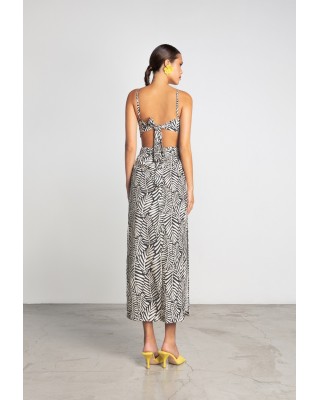 Γυναικείο midi φόρεμα με tropical μοτίβο - Moutaki 25.07.44