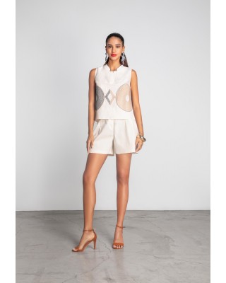 Γυναικεία μπεζ λινή μπλούζα με κεντήματα - Moutaki 25.01.86 Γυναικεία μπεζ λινή μπλούζα με κεντήματα - Moutaki 25.01.86