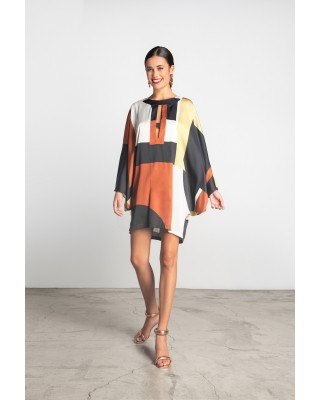 Γυναικείο σατέν φόρεμα με print - Moutaki 25.07.58