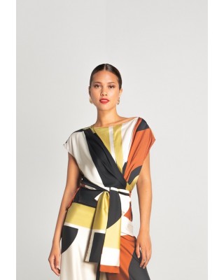 Γυναικεία σατέν μπλούζα με print - Moutaki 25.01.77