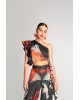 Γυναικείο μαύρο wrap top με print - Moutaki 25.01.09A