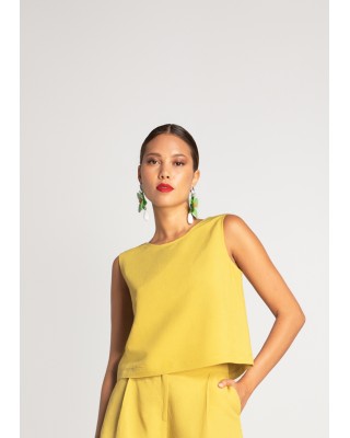 Γυναικεία λινή αμάνικη μπλούζα - Moutaki 25.01.16