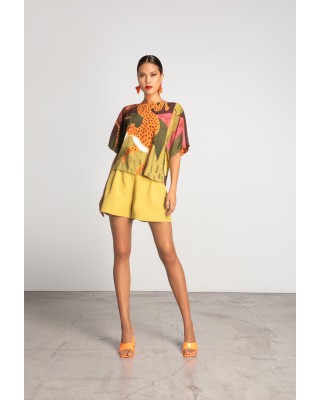 Γυναικείο λινό σορτς με πιέτες - Moutaki 25.03.48