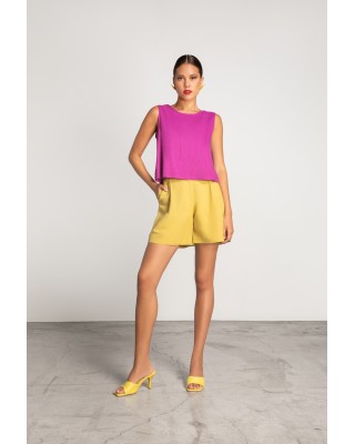 Γυναικείο λινό σορτς με πιέτες - Moutaki 25.03.48