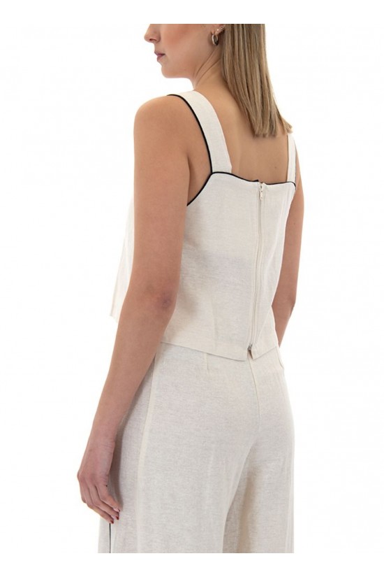 Γυναικείο μπεζ cropped top - Moutaki 25.01.69