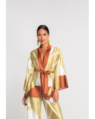 Γυναικείο σατέν κιμονό με print - Moutaki 25.06.06