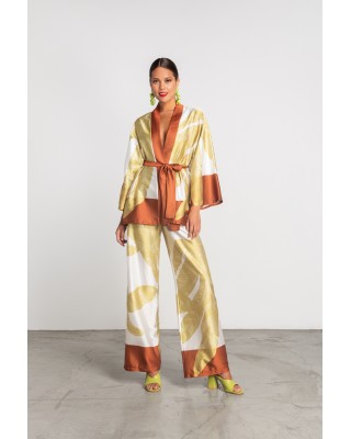 Γυναικεία σατέν παντελόνα με print - Moutaki 25.03.61