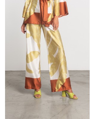 Γυναικεία σατέν παντελόνα με print - Moutaki 25.03.61