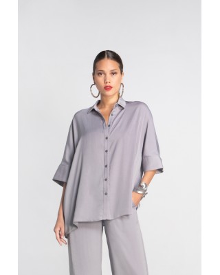 Γυναικείο σατέν κοντομάνικο πουκάμισο - Moutaki 25.09.10