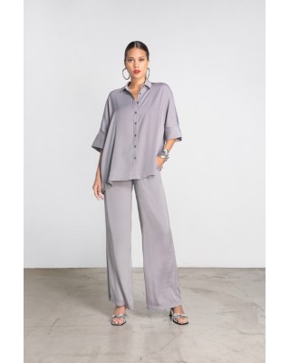 Γυναικείο σατέν κοντομάνικο πουκάμισο - Moutaki 25.09.10