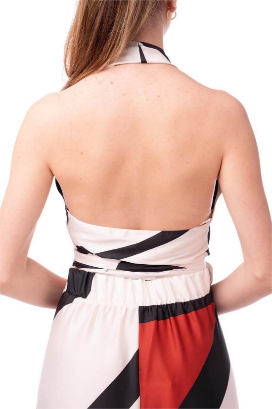 Γυναικείο σατέν wrap top με print - Moutaki 25.01.07A