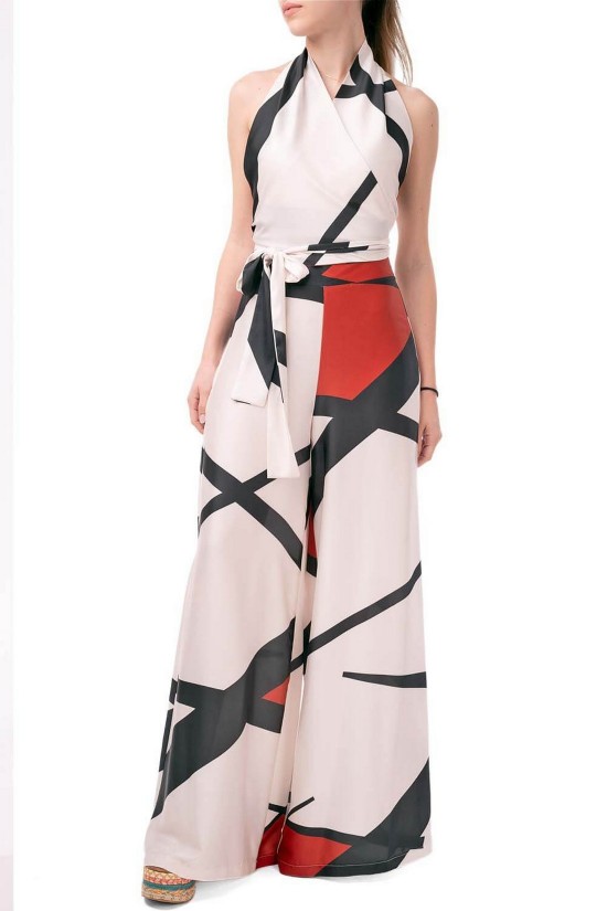 Γυναικείο σατέν wrap top με print - Moutaki 25.01.07A