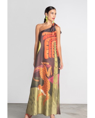 Γυναικείο φόρεμα με έναν ώμο και print - Moutaki 25.07.71