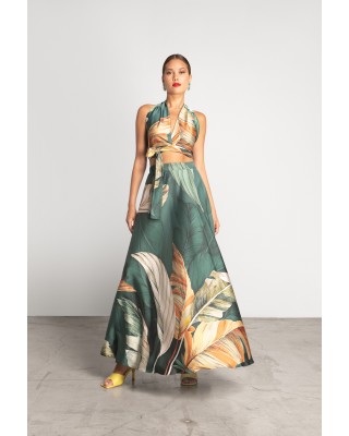 Γυναικείο σατέν wrap top με print - Moutaki 25.01.07