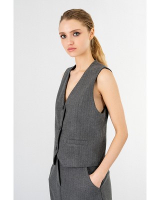Γυναικείο ανθρακί γιλέκο με ρίγα - Philosophy JK8135
