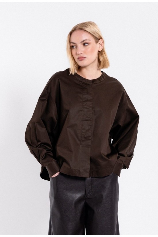 Γυναικείο χακί cropped top ποπλίνα - Philosophy BL12002