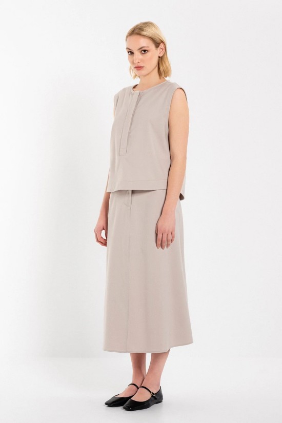 Γυναικεία μπεζ φούστα twill T/R - Philosophy SK33108