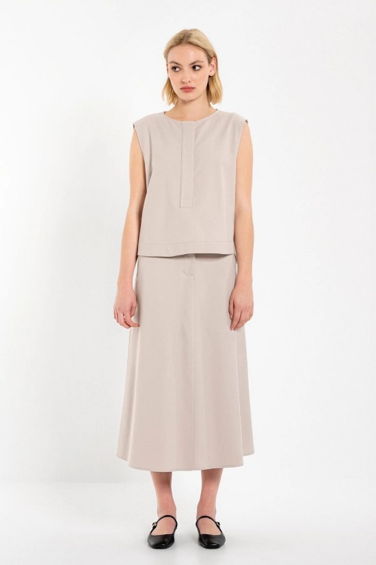 Γυναικεία μπεζ φούστα twill T/R - Philosophy SK33108