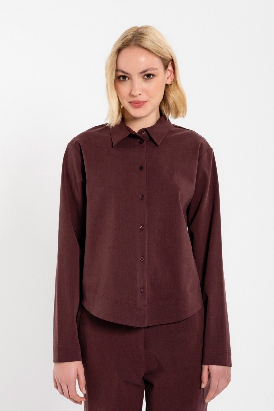 Γυναικείο cropped πουκάμισο twill stretch - Philosophy SH77249