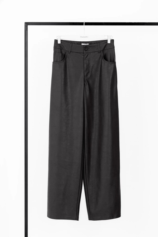 Γυναικείο δερμάτινο παντελόνι wide leg - Philosophy TR44545