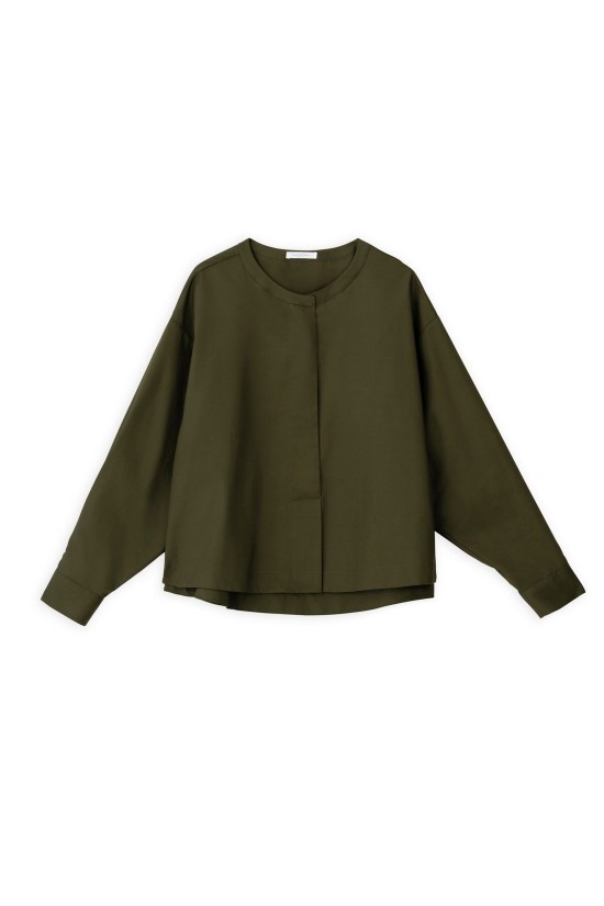 Γυναικείο χακί cropped top ποπλίνα - Philosophy BL12002