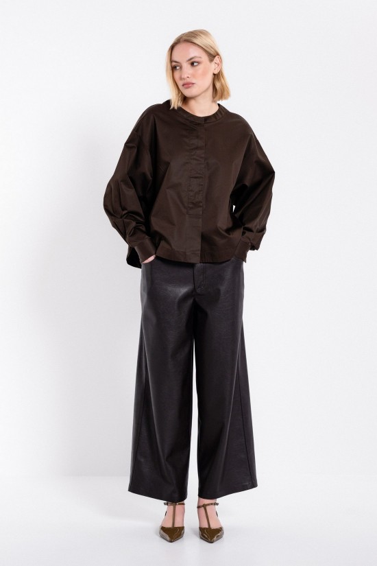 Γυναικείο χακί cropped top ποπλίνα - Philosophy BL12002