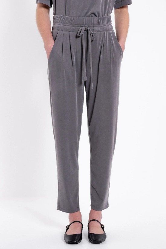 Γυναικείο γκρι rib sandwashed παντελόνι - Philosophy TR44551
