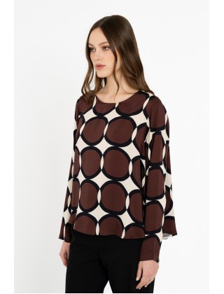 Γυναικεία καφέ μπλούζα satin print - Philosophy BL12076