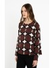 Γυναικεία καφέ μπλούζα satin print - Philosophy BL12076 Γυναικεία καφέ μπλούζα satin print - Philosophy BL12076